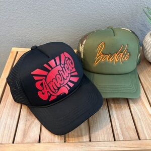 Black and Green Graphic Trucker Hats
